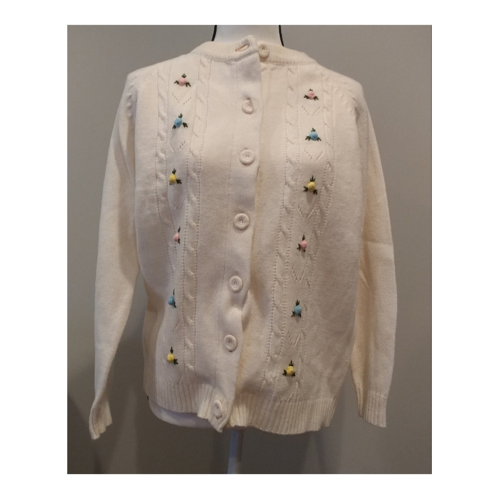 Vintage Kmart Flower Button Cardigan Sweater